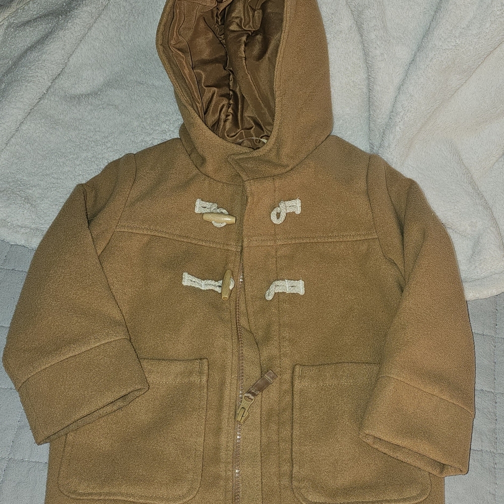 Kids Hooded Toggle Coat - Brown Size 3T